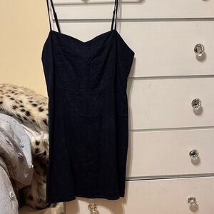 Elegant Navy Blue Spaghetti Strap Dress
